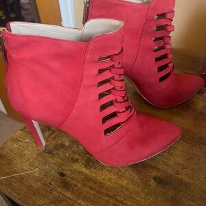Red ankle boots